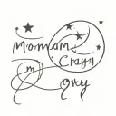 The inscription "MOMMA CRY" and the moon tattoo design idea