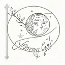 The inscription "MOMMA CRY" and the moon tattoo design idea
