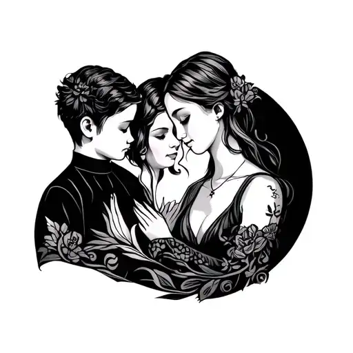 C C C representing a mother, son, and daughter tattoo design idea