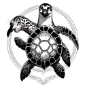 snow leopard and sea turtle and penguin tattoo design idea