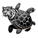 snow leopard and sea turtle and penguin tattoo design idea
