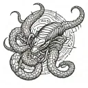 scorpion, snake, death before dishonour tattoo design idea