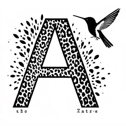 cheetah print,and letter A with a small humming bird (behind the ear/neck)  tattoo design idea