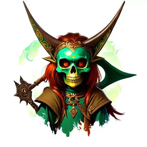 skull kid wearing the majoras mask and midna from twilight princess tattoo design idea