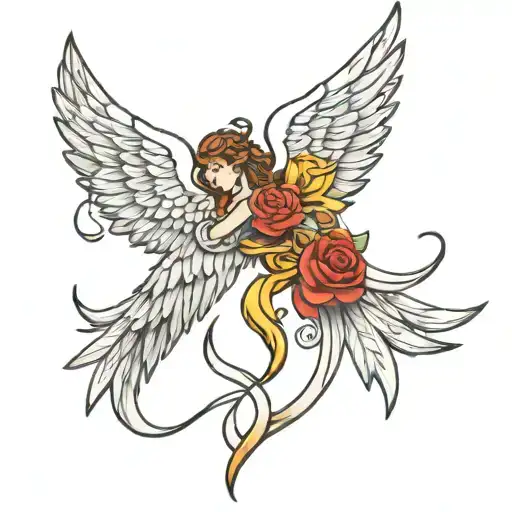 Valkyrie wings intertwined tattoo design idea