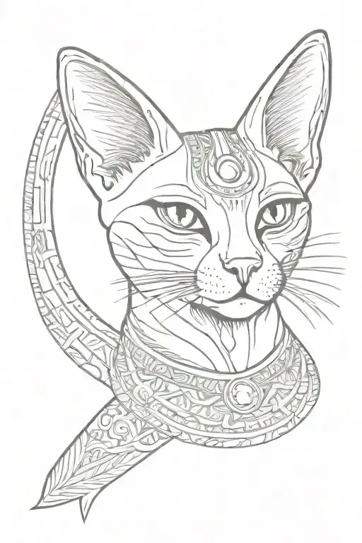 Egyptian cat, with the symbol of the eye of Horus tattoo design idea