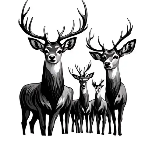 minimalist deer representing a family of five and a deceased person tattoo design idea
