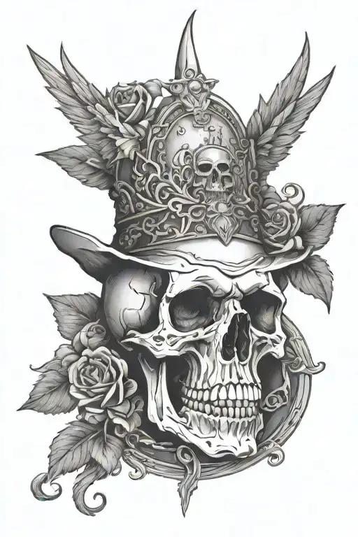 skull sic parvis magna tattoo design idea