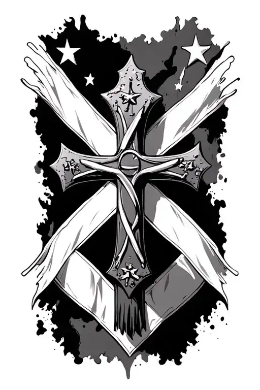 rebel flag cross surrounded tattoo design idea