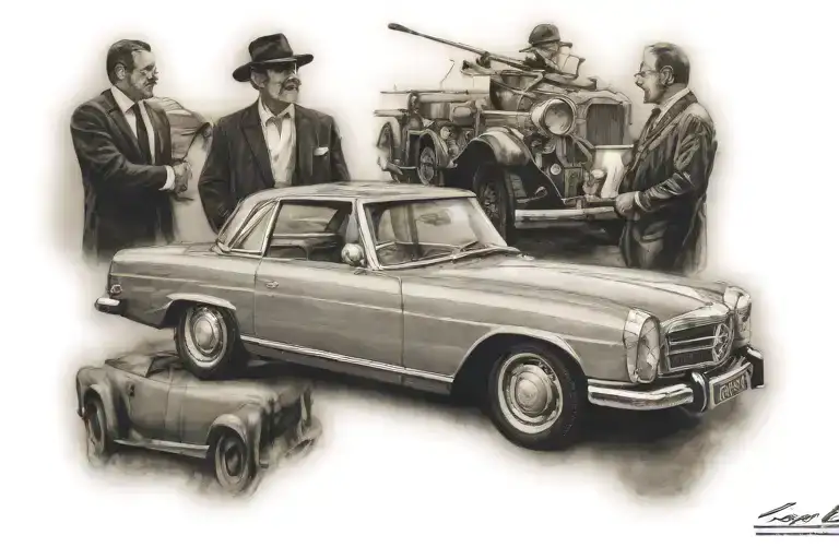 old mercedes benz 280 SLC tattoo design idea