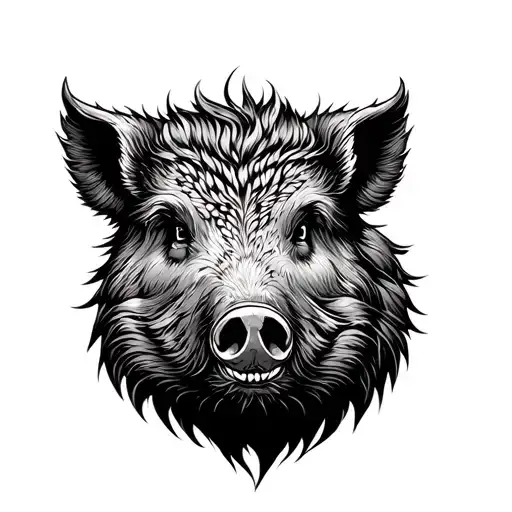 boar nortic dotwork tattoo design idea