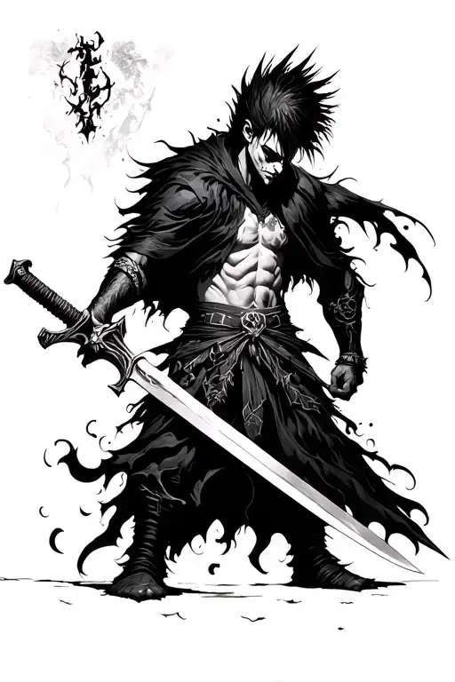 Berserk Guts wielding his sword tattoo tattoo design idea