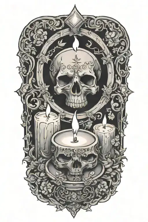 Hermetic ritual, candles, darkness  tattoo design idea