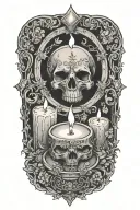 Hermetic ritual, candles, darkness  tattoo design idea