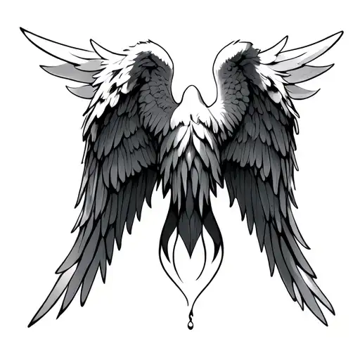 full back angle wings tattoo design idea