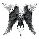 full back angle wings tattoo design idea
