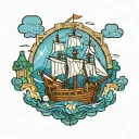 minecraft theme with titanic detailed  tattoo design idea