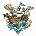 minecraft theme with titanic detailed  tattoo design idea