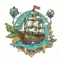 minecraft theme with titanic detailed  tattoo design idea