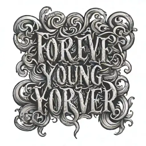 text "FOREVER YOUNG" tattoo design idea