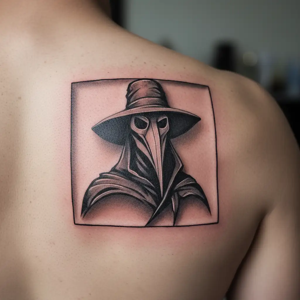 plague doctor simple paint stroke tattoo design idea