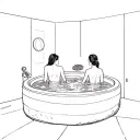 jacuzzi with hot water and two semicircle waffles sitting inside it tattoo design idea