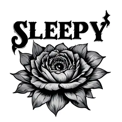 text that say SLEEPY tattoo design idea