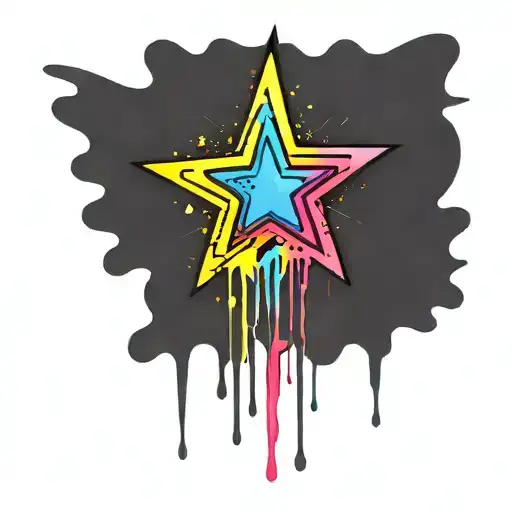 star that has been sprayed and the paint is dripping off tattoo design idea