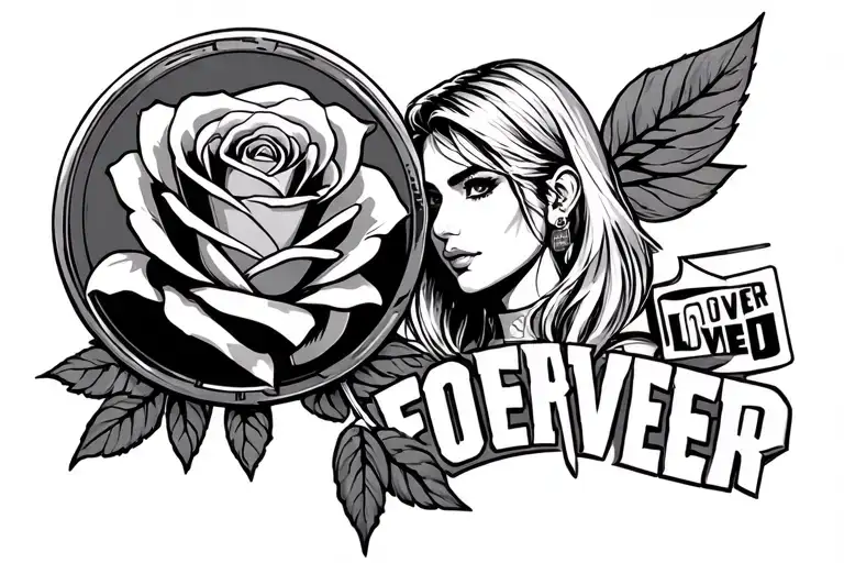 rhea ripley, rose, heartbreak, forever loved, siblings, power ranger coin tattoo design idea