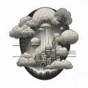 rain cloud city tattoo design idea
