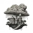 rain cloud city tattoo design idea