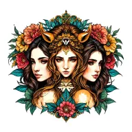 Virgo mother Taurus and Leo daughters tattoo design idea