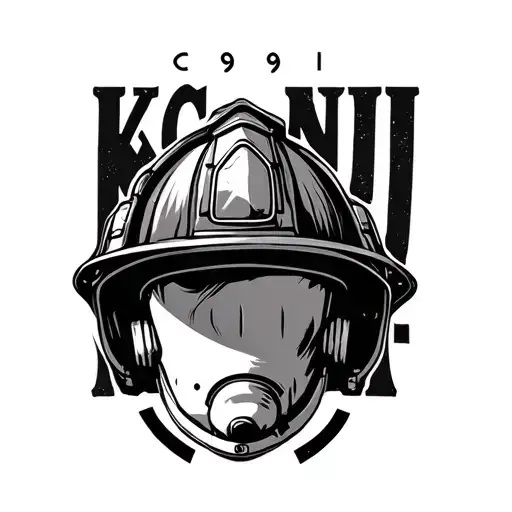 "KC9NJI" firefighter helmet tattoo design idea