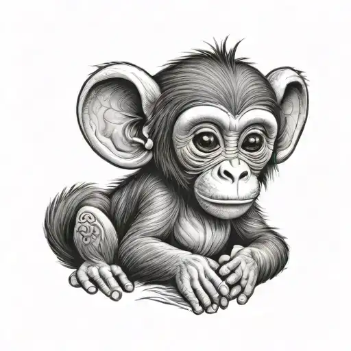 Baby Monkey tattoo design idea