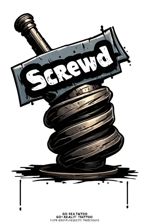 Screwed written in this super slick, sharp, almost graffiti-style font that’s edgy and kinda wild-looking — like it’s go tattoo design idea