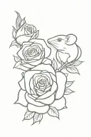 roses with mouse and pistol coming from behind  tattoo design idea