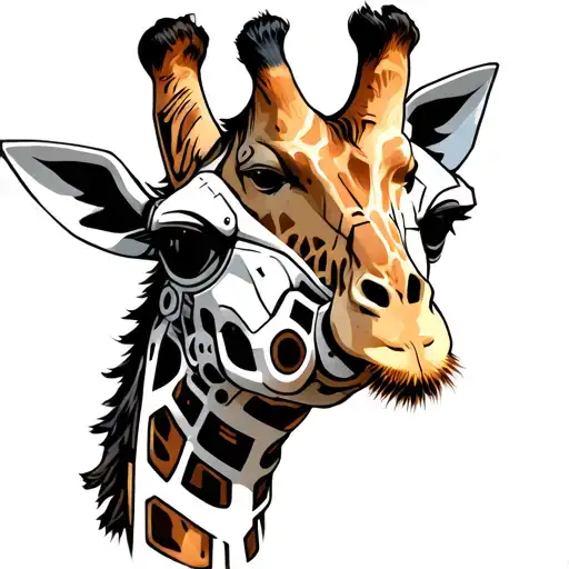 Assassin cyborg giraffe tattoo design idea