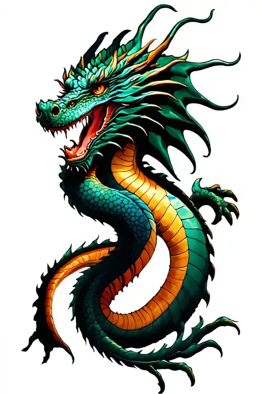 Dragon and Columbia tattoo design idea