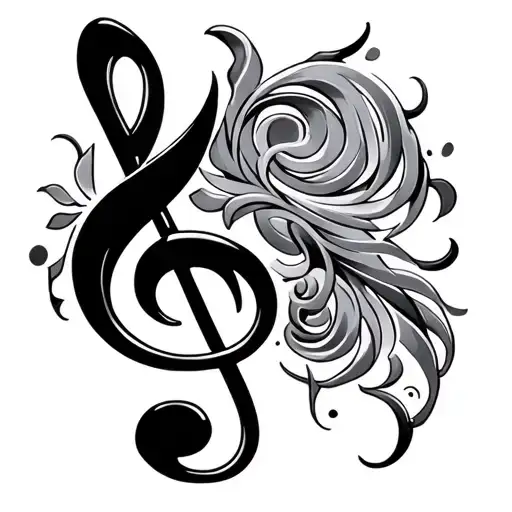 treble clef bass clef intertwined tattoo design idea