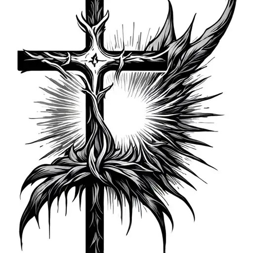 hallelujah cross minimal tattoo design idea