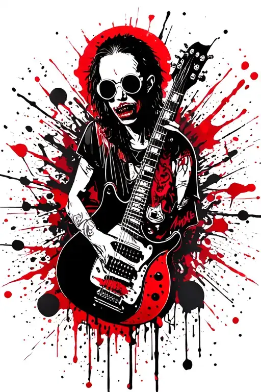 punk rock hermit no love guitar love music tattoo design idea