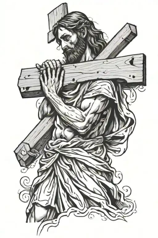 Jesus carrying the cross tattoo design idea