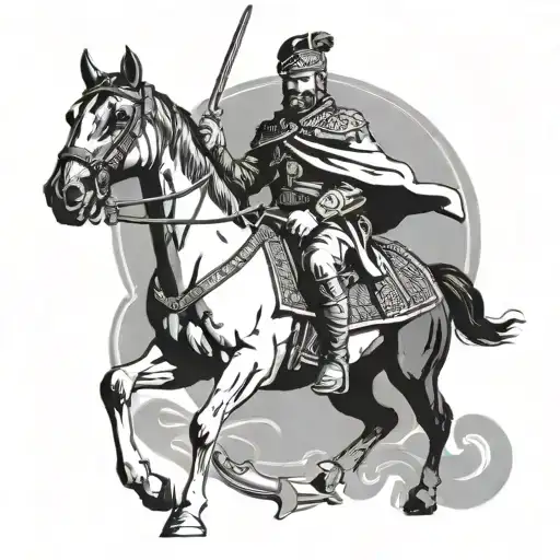 Cossack on horseback with a saber tattoo design idea