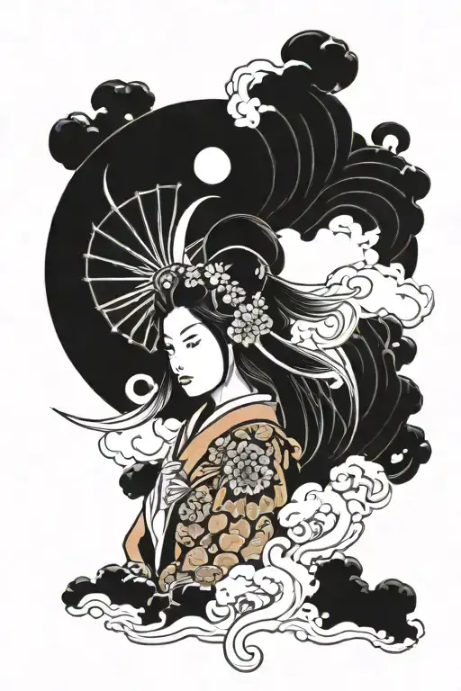 Amaterasu godess tattoo design idea