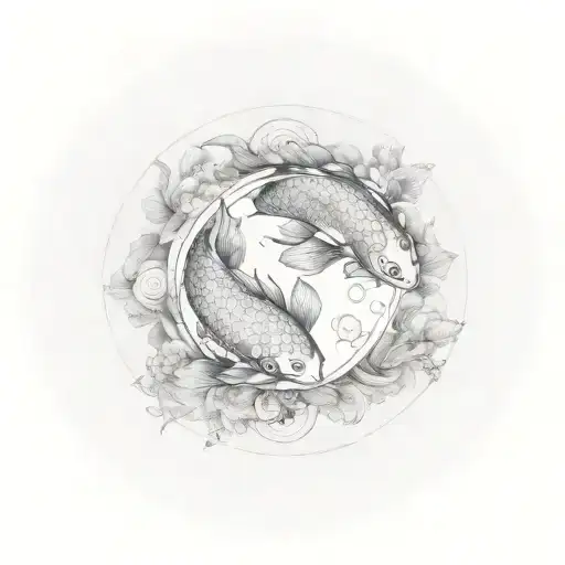 A blackwork tattoo of a koi fish swimming in a circular yin yang symbol, symbolizing balance and harmony, which are important to the client. tattoo design idea