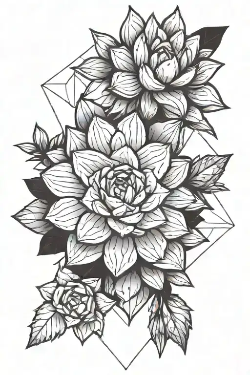 Succulents lilac tattoo design idea