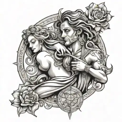 Leo man  and Libra woman tattoo design idea