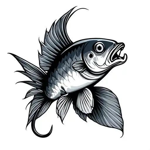 fishing hook tattoo design idea