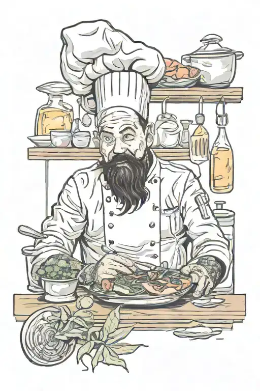 I want a simple yet meaningful tattoo featuring a chef's life tattoo design idea