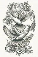 "long live XAY" with doves flying towards tattoo design idea